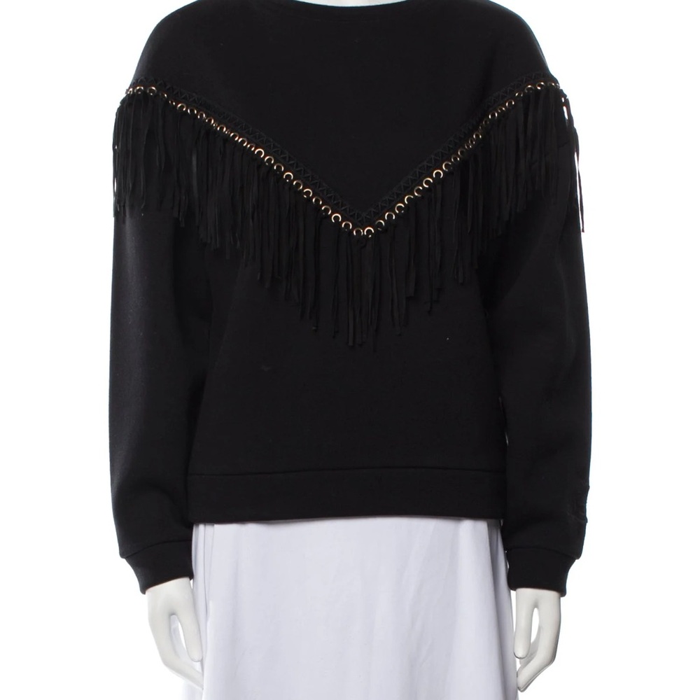 Hayley Menzies Bateau Neckline Fringe Sweatshirt